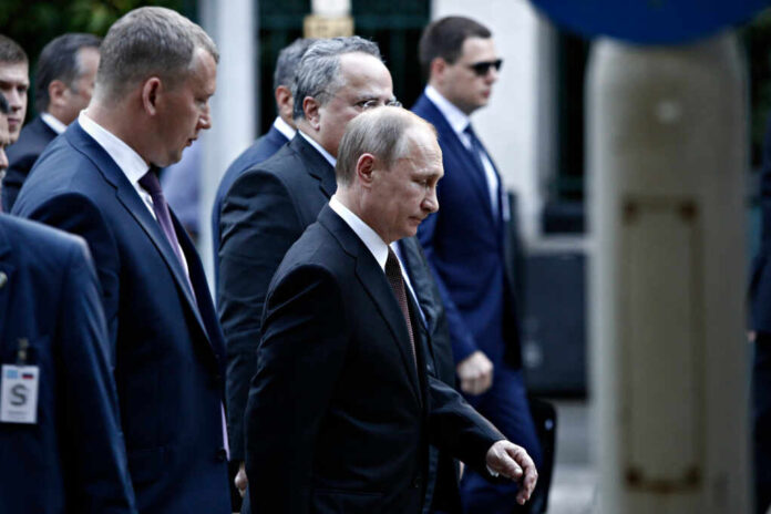 Russian,President,Vladimir,Putin,Walks,From,The,Presidential,Mansion,To