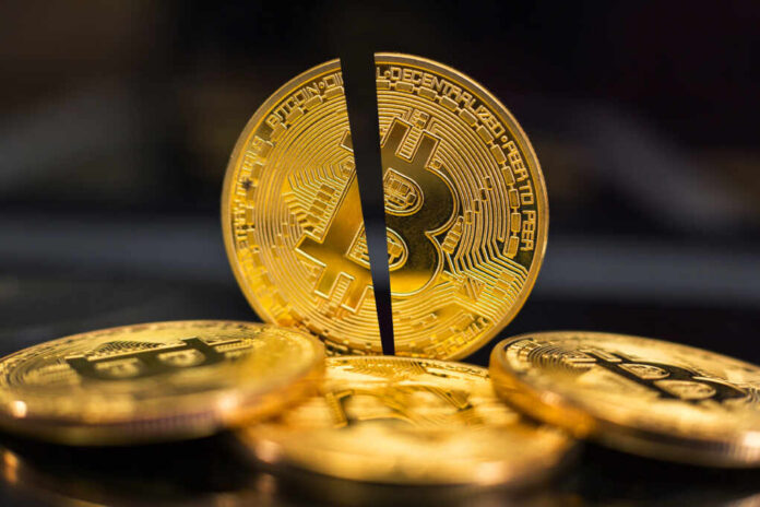 Bitcoin,Halving.,Block,Reward,Gets,Cut,In,Half,Every,Four