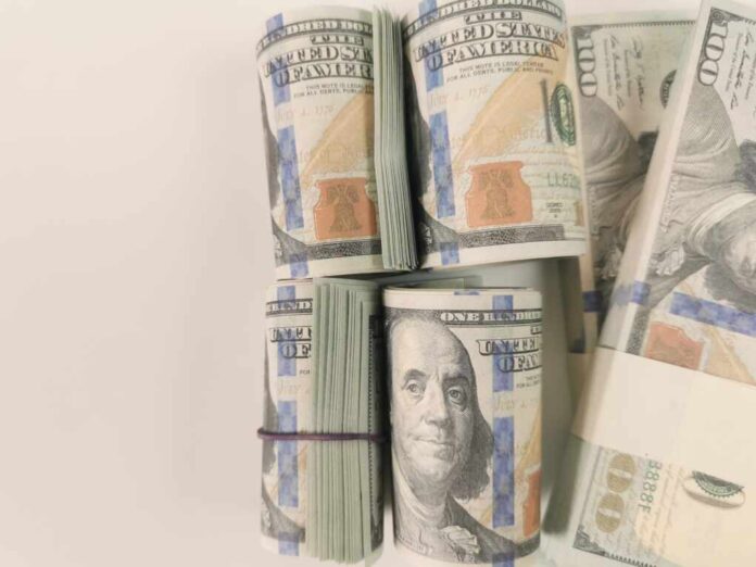 Close,Up,Fiat,Money,100usd,Banknotes,pile,Of,United,States,Of