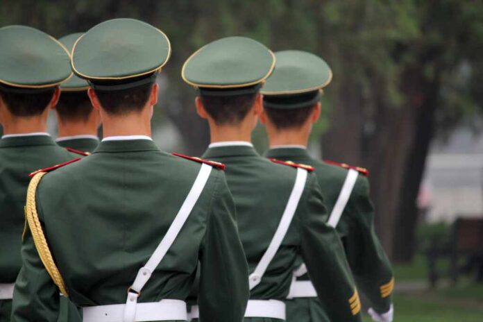 Chinese,Soldiers,In,Change,Of,Guard,Marching,In,Tiananmen,Square