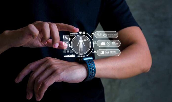 Futuristic,Health,Tech.,A,Smartwatch,Projects,A,Holographic,Health,Dashboard,