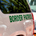 Close-up of a border patrol vehicle with green lettering
