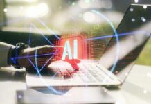 AI Company DEFIES Trump, Wins Court Battle A hand interacting with a laptop displaying an AI symbol