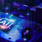 AI Cyber Onslaught: U.S. Defenses Outpaced Close-up of a circuit board with an AI symbol and digital effects