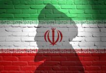 Iran’s Supreme Leader Claims Unbelievable Victory Silhouette of a figure against the Iranian flag painted on a brick wall
