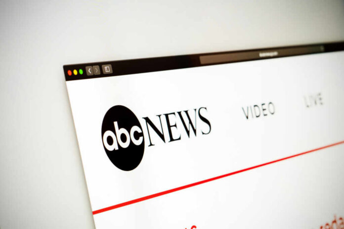 Close-up of the ABC News website interface on a computer screen