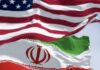 Flags of the United States and Iran waving together