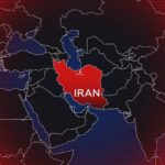 Map of the Middle East with Iran highlighted in red