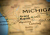 Democratic RIFT: Online Star Divides Michigan Campaign Close-up of a map showing Grand Rapids and surrounding areas in Michigan