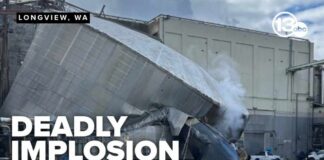 1 dead, 9 missing after tank implosion at Washington paper mill