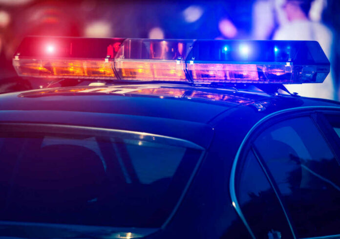 Close-up of a police cars emergency lights