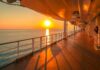 Sunset view from a cruise ship deck overlooking the ocean