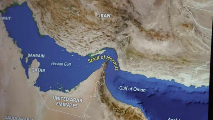 Map showing the Strait of Hormuz and surrounding countries
