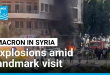 Twin Blasts Jolt Macron Visit Explosions heard near Macron's Damascus hotel amid high-risk, landmark visit • FRANCE 24 English