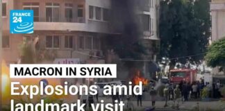 Explosions heard near Macron's Damascus hotel amid high-risk, landmark visit • FRANCE 24 English