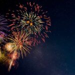 Colorful fireworks bursting in the night sky