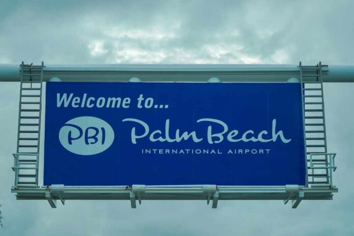 Welcome sign for Palm Beach International Airport