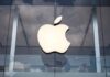 Apple logo on glass storefront