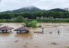 Rising floodwaters submerge riverside park shelters