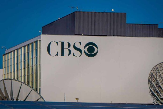 shutterstock_1162211191 CBS building exterior with logo and satellite dishes