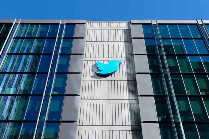 Twitter bird logo on a modern office building facade
