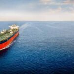 Oil tanker sailing on calm open sea