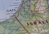 Map close-up of Gaza and southern Israel