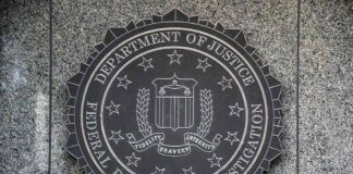 FBI seal mounted on a granite wall