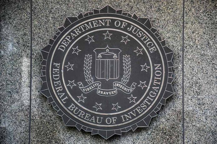FBI seal mounted on a granite wall