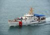 U.S. Coast Guard patrol boat cruising at sea